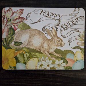 Vintage Williams Sonoma Single Happy Easter Floral Rabbit Eggs Hard Mat Cork NWT